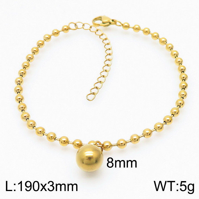 Streetwear Solid Color Stainless Steel Plating 18K Gold Plated Bracelets Necklace