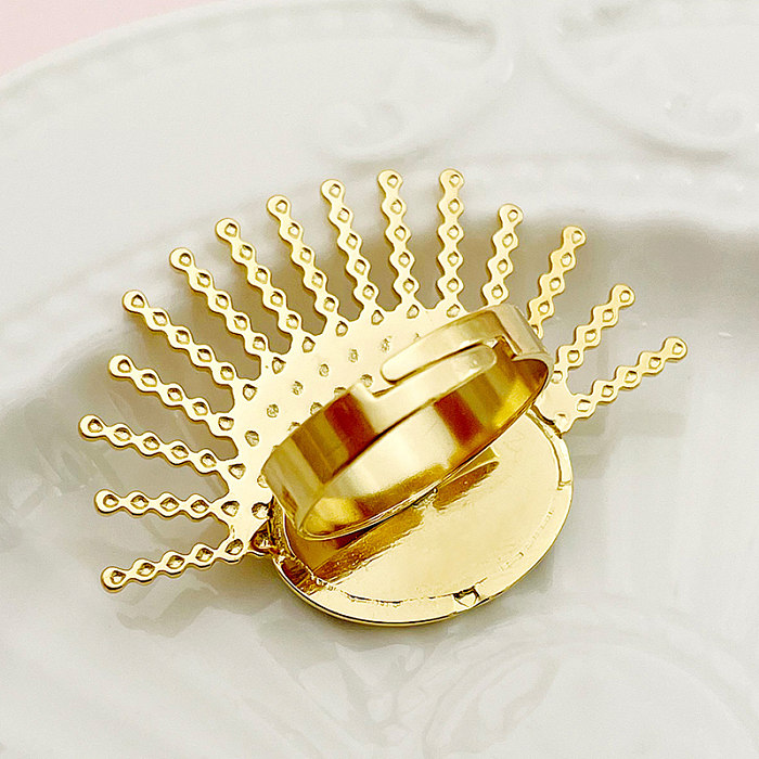 Novelty French Style Sector Stainless Steel Plating Gold Plated Open Rings