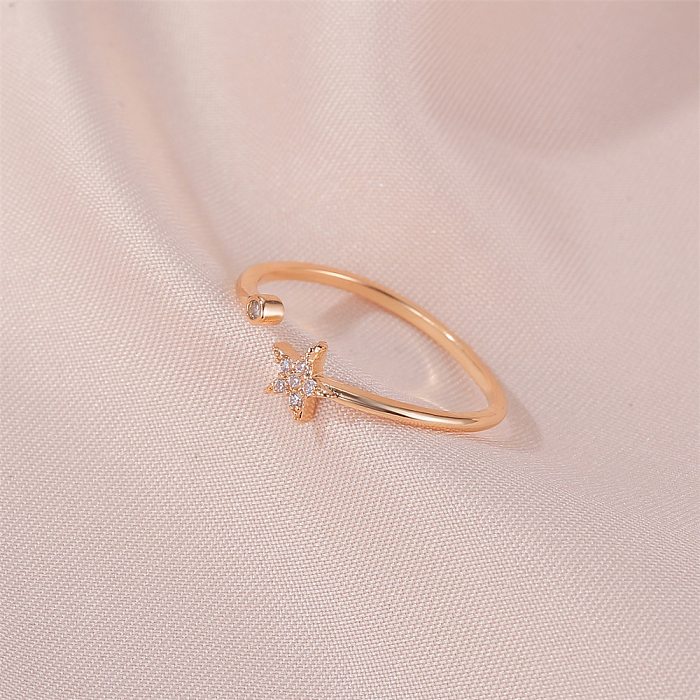 New Ring Simple Five-pointed Star Ring Personality Wild Diamond-set Star Opening Student Ring Wholesale jewelry