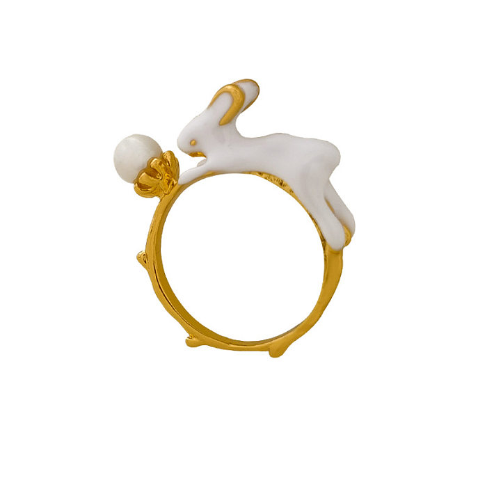 1 Piece Cute Animal Copper Plating Artificial Pearls Rings
