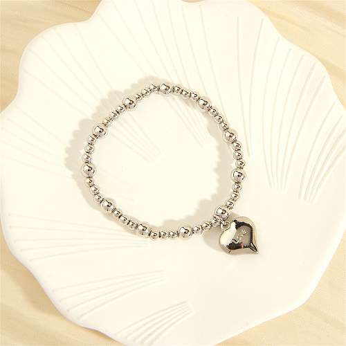 Simple Style Letter Heart Shape Copper Charm Plating 18K Gold Plated Bracelets