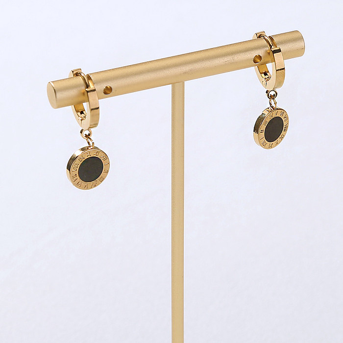 1 Pair Retro Round Copper Plating Gold Plated Drop Earrings