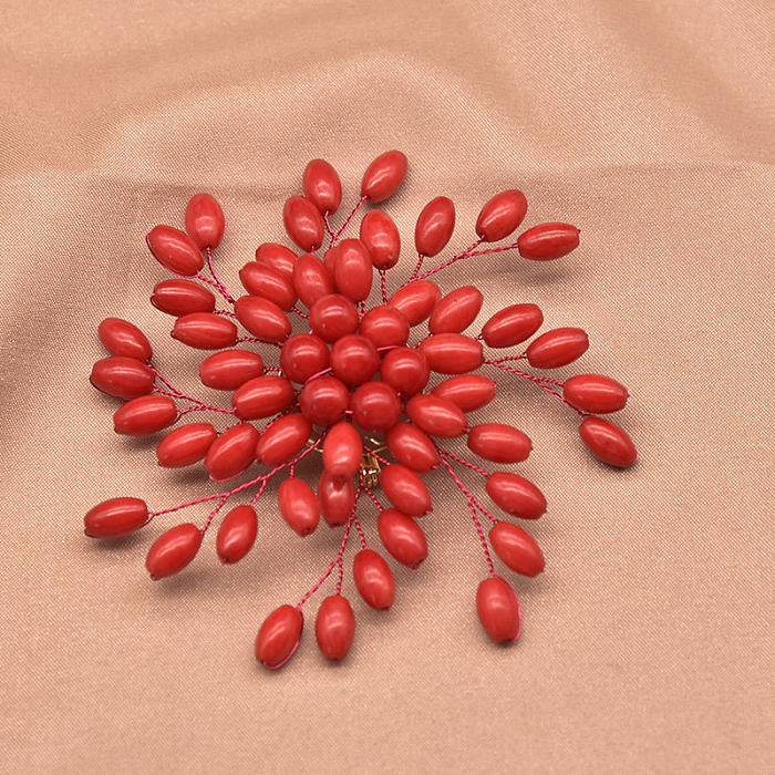 Ensemble de bijoux plaqué or 18 carats avec perles de corail et placage de perles en cuivre, fleur rétro élégante