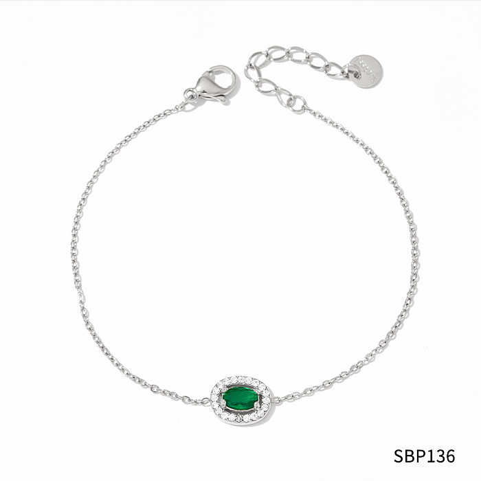 Elegant Round Stainless Steel Inlay Zircon Bracelets Earrings Necklace