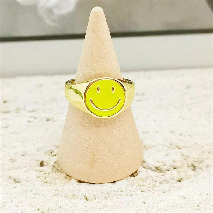 Simple Style Smiley Face Copper Plating Rings