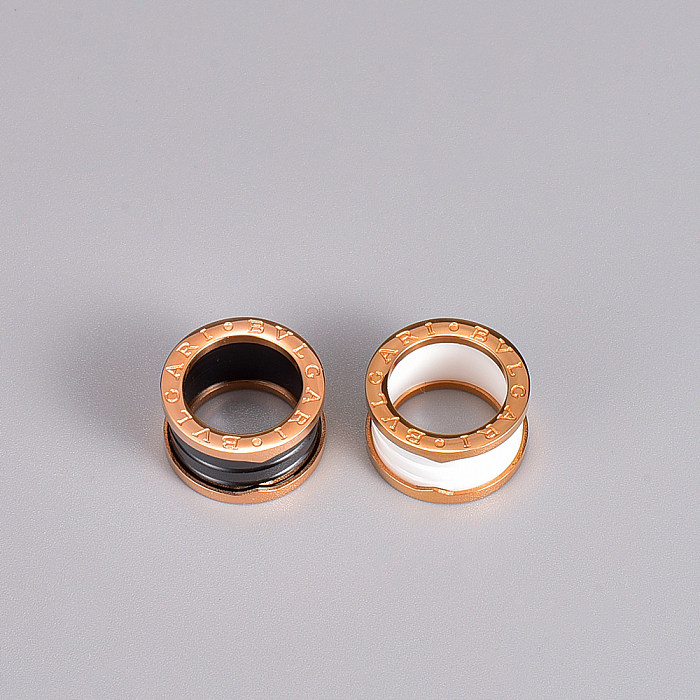 Anillos geométricos de acero de titanio de moda, anillos de acero inoxidable de cerámica chapados