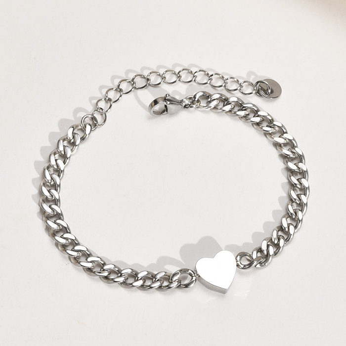 Bracelets plaqués en acier inoxydable en forme de cœur de style simple 1 pièce