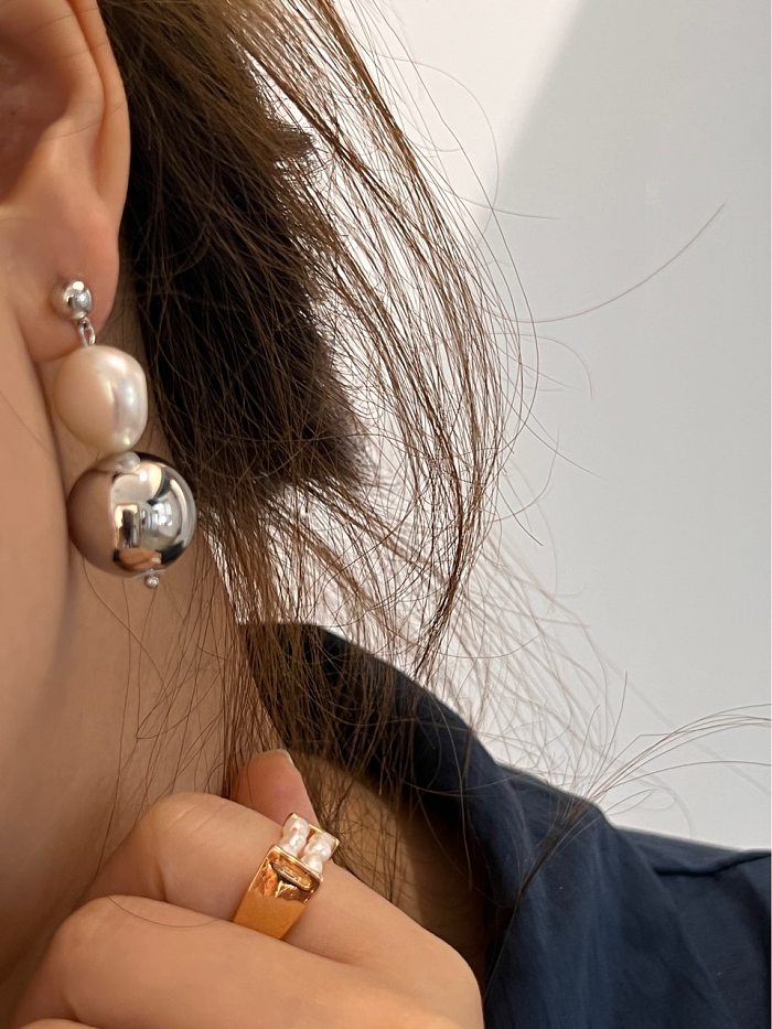 1 paire de boucles d'oreilles pendantes en cuivre, Style Simple, en forme de cœur, Patchwork