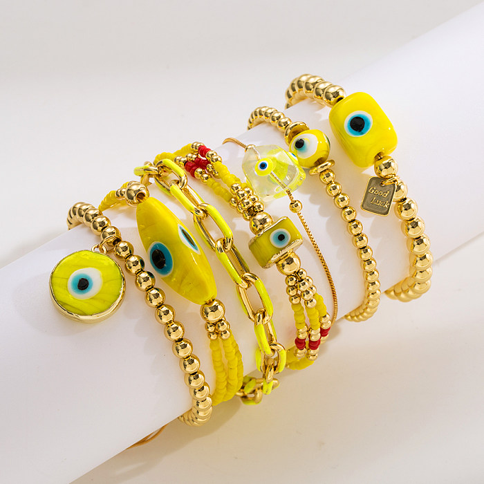 Fashion Devil'S Eye Rope Copper Enamel Bracelets 1 Piece