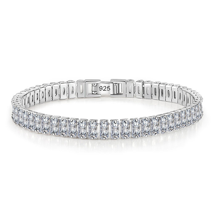 Simple Hand Jewelry Female Fashion Thick Chain Rectangular Zircon Diamond Copper Bracelet