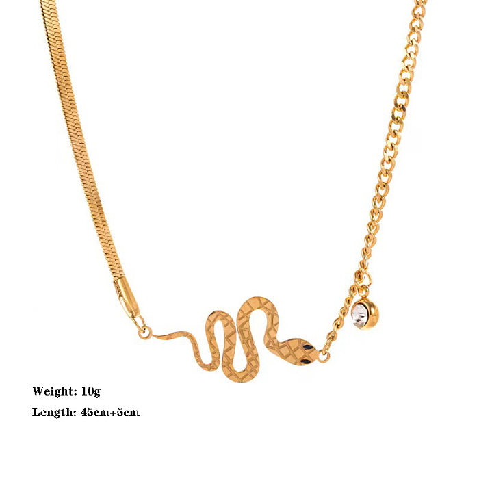 Schlichter Schlangen-Stil, vergoldete Armbänder, Ohrringe und Halskette aus Titanstahl