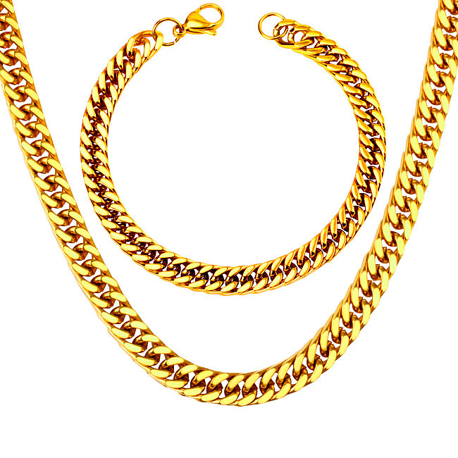 Damen-Halskette mit einfarbigen Armbändern aus Edelstahl