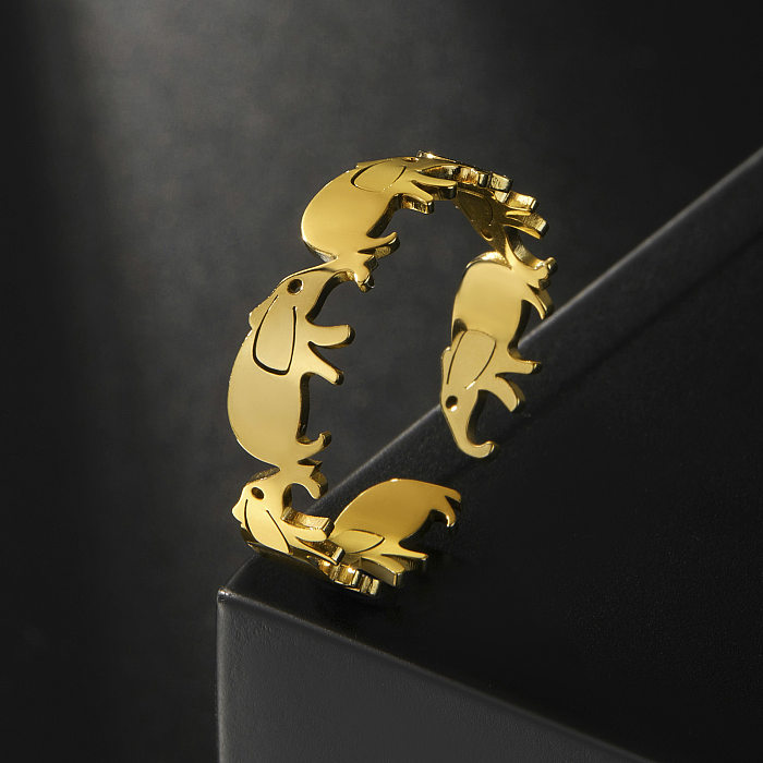IG Style Cute Elephant Stainless Steel Open Ring In Bulk