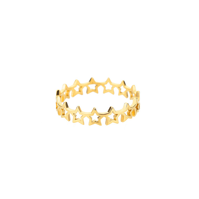Schlichte Ringe mit Stern-Edelstahlbeschichtung und 18-Karat-Vergoldung