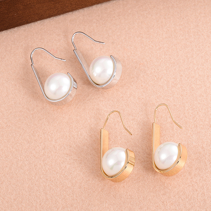 1 Pair IG Style Simple Style Solid Color Plating Copper 14K Gold Plated Drop Earrings