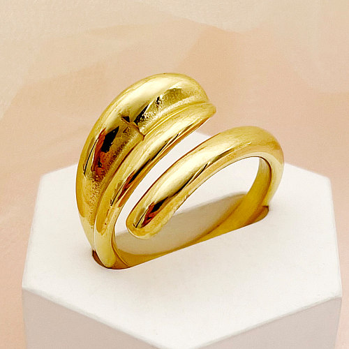 Anéis banhados a ouro com revestimento de aço inoxidável de cobra de trânsito streetwear