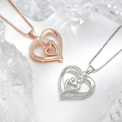 MAMA – collier avec pendentif en cuivre et Zircon, Style Simple, en forme de cœur humain, en vrac