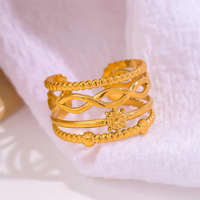Simple Style Roman Style Cross Round Stainless Steel Plating 18K Gold Plated Open Rings