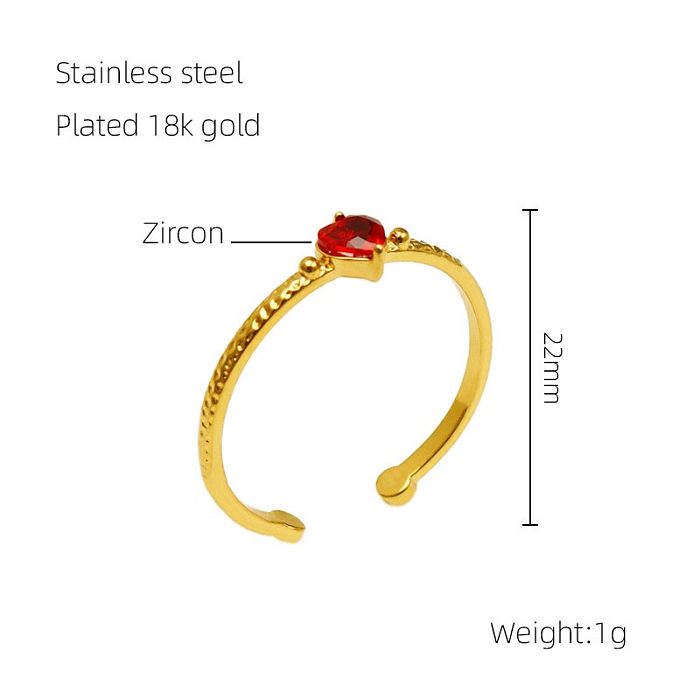 Wholesale Elegant Retro Geometric Stainless Steel Plating Inlay 18K Gold Plated Zircon Open Rings