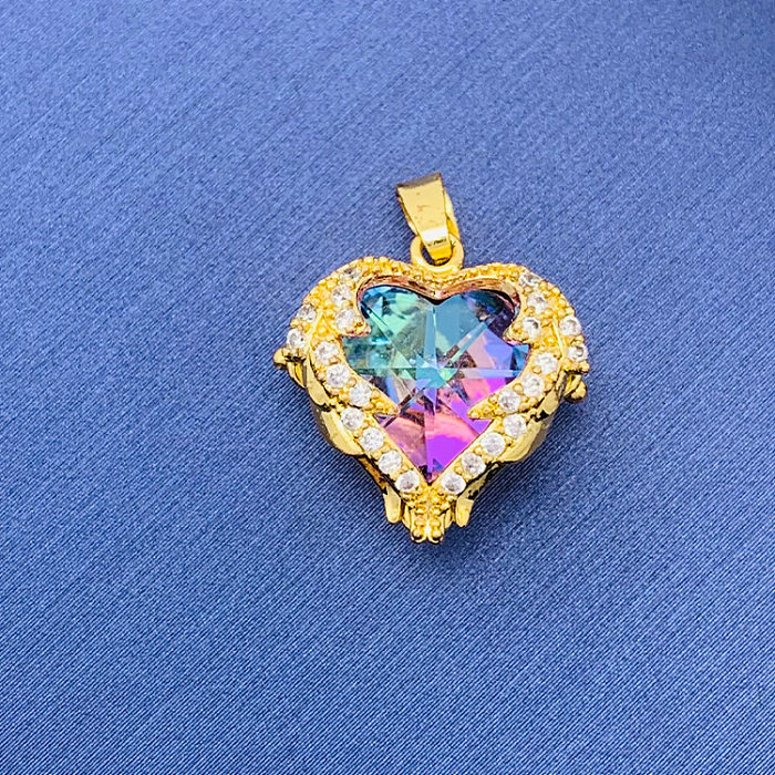 Simple Style Swan Heart Shape Butterfly Copper Irregular Rhinestones Opal Pendant Necklace