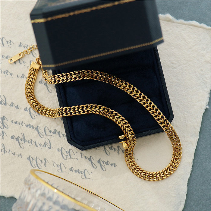 Retro-Armband-Halskette im klassischen Stil mit einfarbiger Titanstahlbeschichtung
