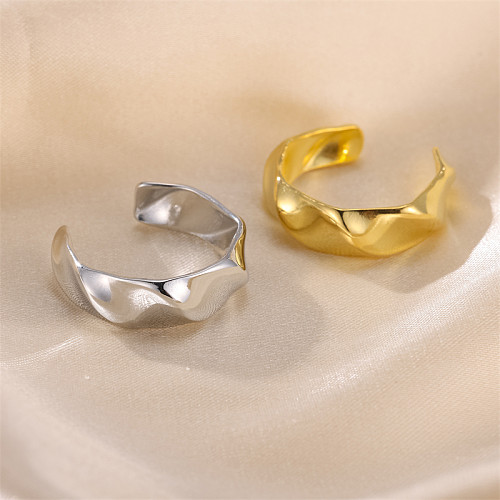 Atacado estilo simples comutar cor sólida chapeamento de aço inoxidável anéis abertos banhados a ouro