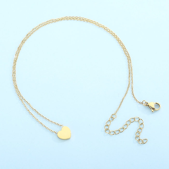Style simple forme de coeur titane acier placage plaqué or 18 carats plaqué or rose bracelets boucles d'oreilles collier