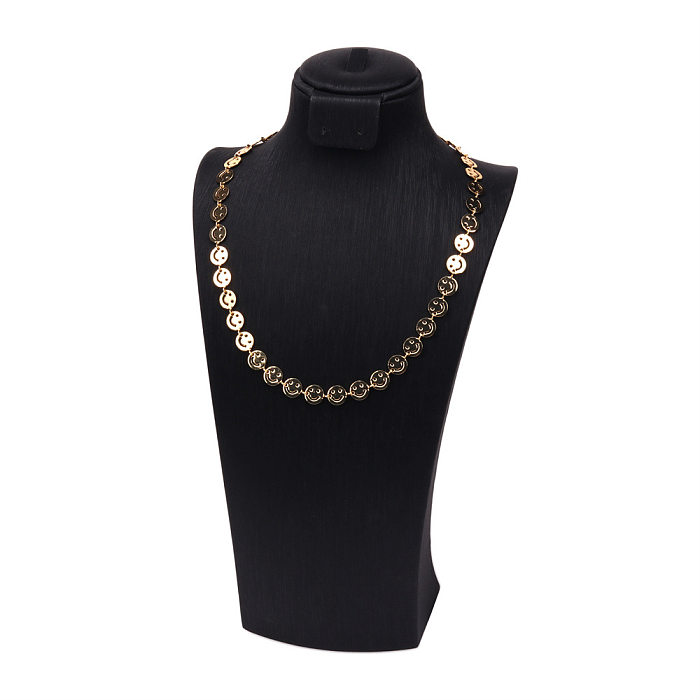 Simple mode cuivre Smiley visage chaîne Bracelet collier bijoux en gros