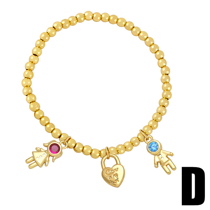 Jewelry Couple Heart Shaped Bear Fashion Copper Bracelet