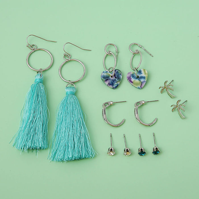 Fashion Tassel Synthetics Metal Copper Plating Zircon Drop Earrings 1 Set