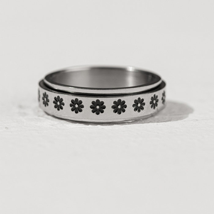 Wholesale Simple Style Flower Stainless Steel Rings