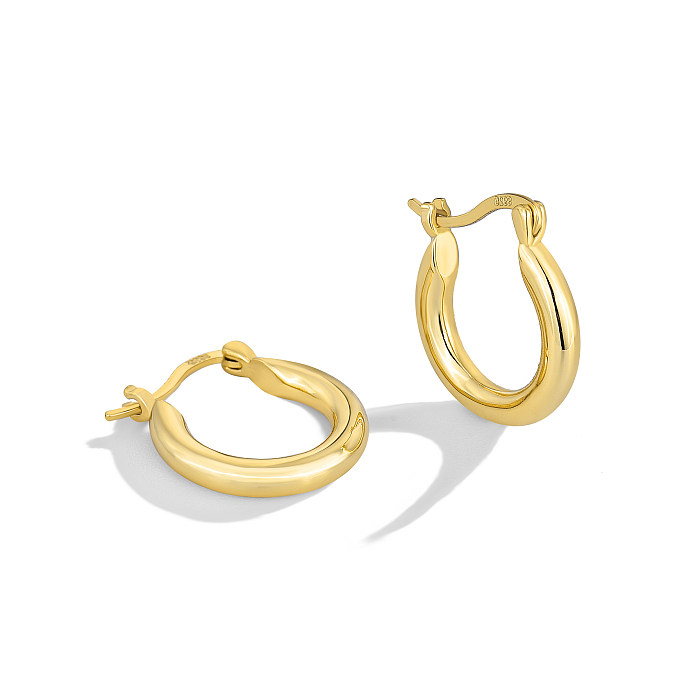 1 Pair Modern Style Simple Style Solid Color Plating Copper 18K Gold Plated Earrings
