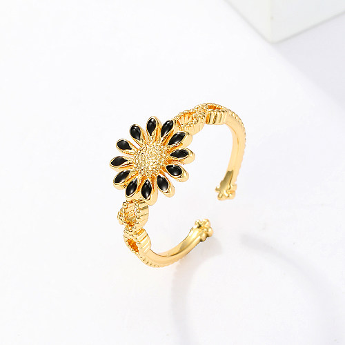 1 Piece Fashion Flower Copper Plating Inlay Zircon Open Ring
