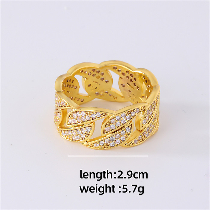 Hip-Hop Cool Style Shiny Geometric Copper Inlay Zircon Rings