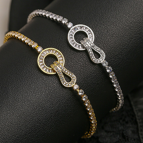 Bracelets plaqués or 18 carats avec incrustation de cuivre de couleur unie géométrique brillante