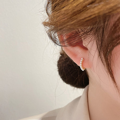 Einfache eingelegte Perlen-geometrische Kreis-Kupfer-Ohrringe im Großhandel
