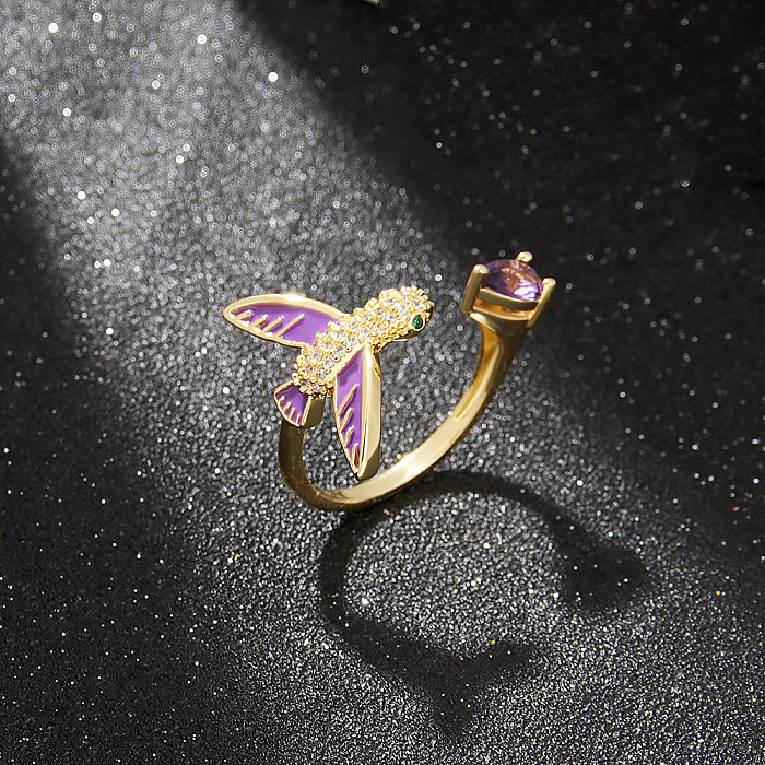 Fashion Bird Copper Plating Zircon Open Ring 1 Piece