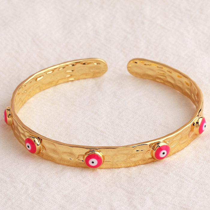 Retro Devil'S Eye Copper 18K Gold Plated Cuff Bracelets In Bulk