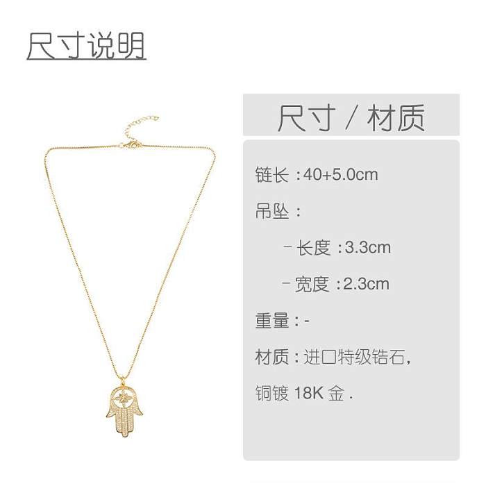 Womens Moon Zircon Copper Plated 18K Alloy Simple Necklaces NHAS147869