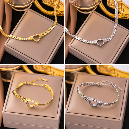 Vacation Heart Shape Titanium Steel Plating Bracelets Necklace