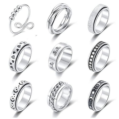 Amazon Sources Wholesale Xingyue Couple Ring Double-Layer Rotating Dynamic Decompression Anti-Anxiety Pressure Titanium Steel Ring