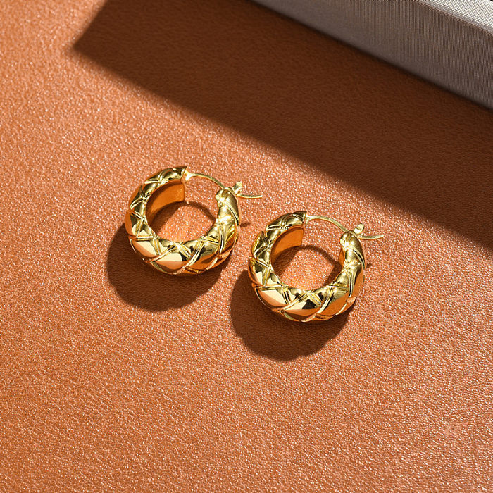 1 Pair Simple Style Solid Color Plating Copper Gold Plated Earrings