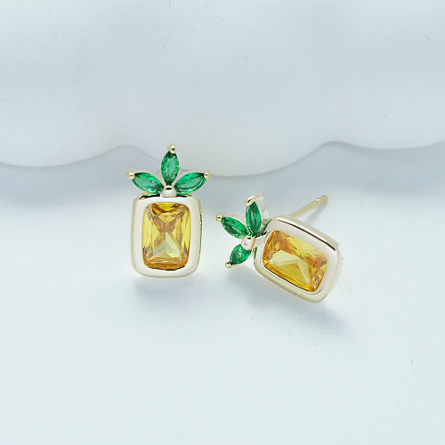 1 Pair Sweet Fruit Inlay Copper Zircon Ear Studs