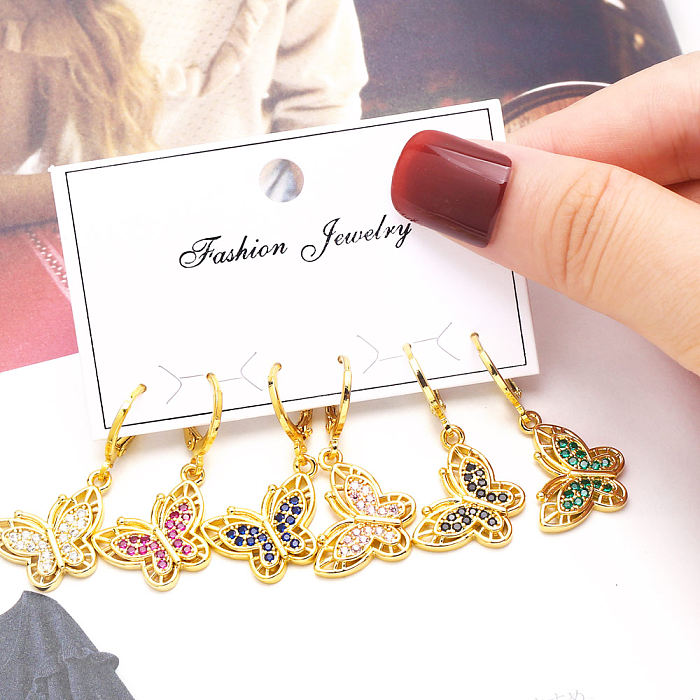 Simple Style Animal Devil'S Eye Heart Shape Copper Gold Plated Zircon 18K Gold Plated Gold Plated Drop Earrings