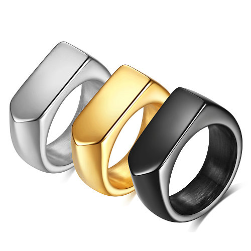 1 Piece Simple Style Square Stainless Steel Plating Metal Rings