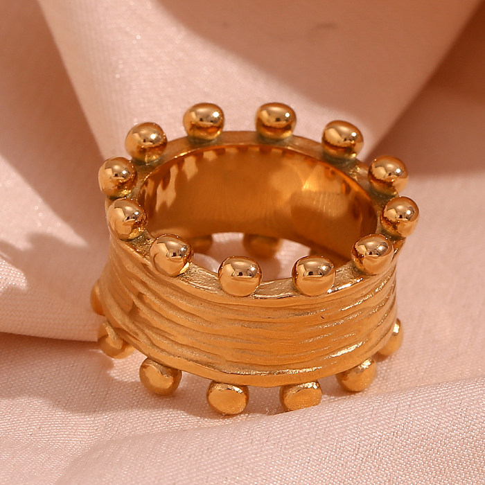 Anillos chapados en oro de 18 quilates con revestimiento de acero inoxidable redondo de estilo clásico de estilo simple