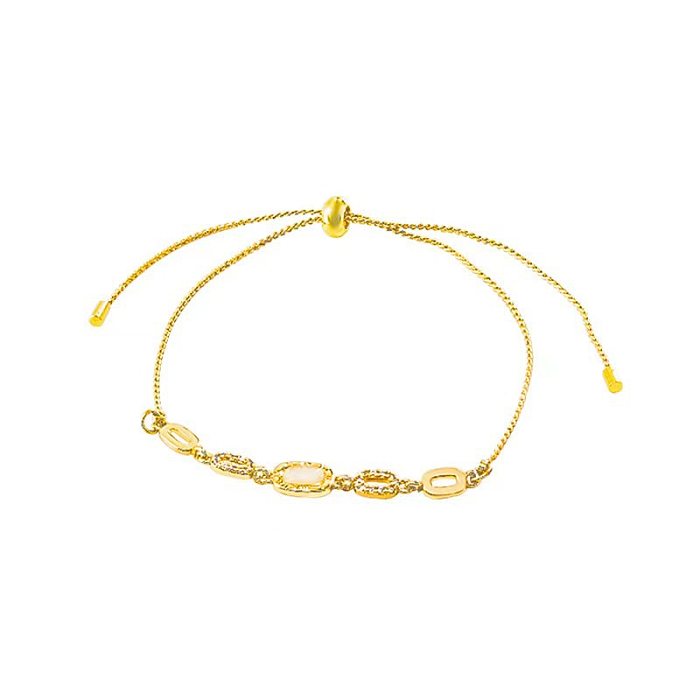 Modern Style Solid Color Copper Plating Inlay Zircon Bracelets