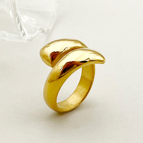 Anéis abertos banhados a ouro de aço inoxidável de cor sólida de estilo simples