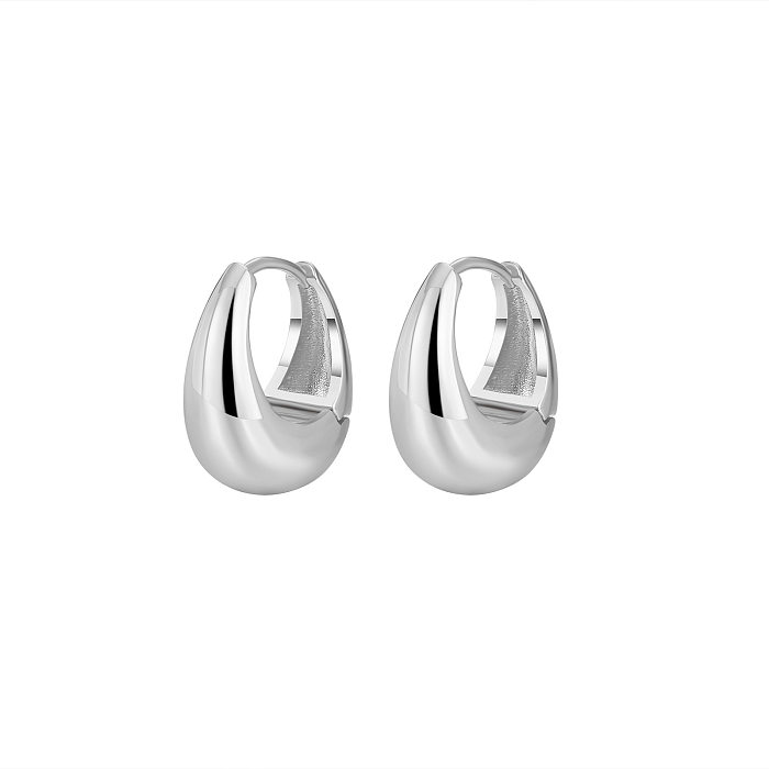 Simple Style Water Droplets Copper Plating Hoop Earrings 1 Pair