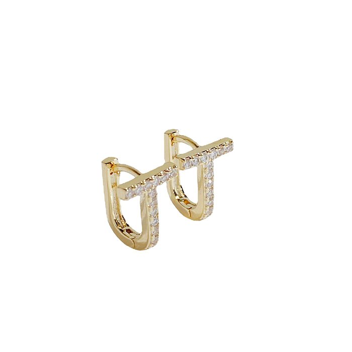 1 Pair Simple Style Letter Plating Inlay Copper Zircon Ear Studs